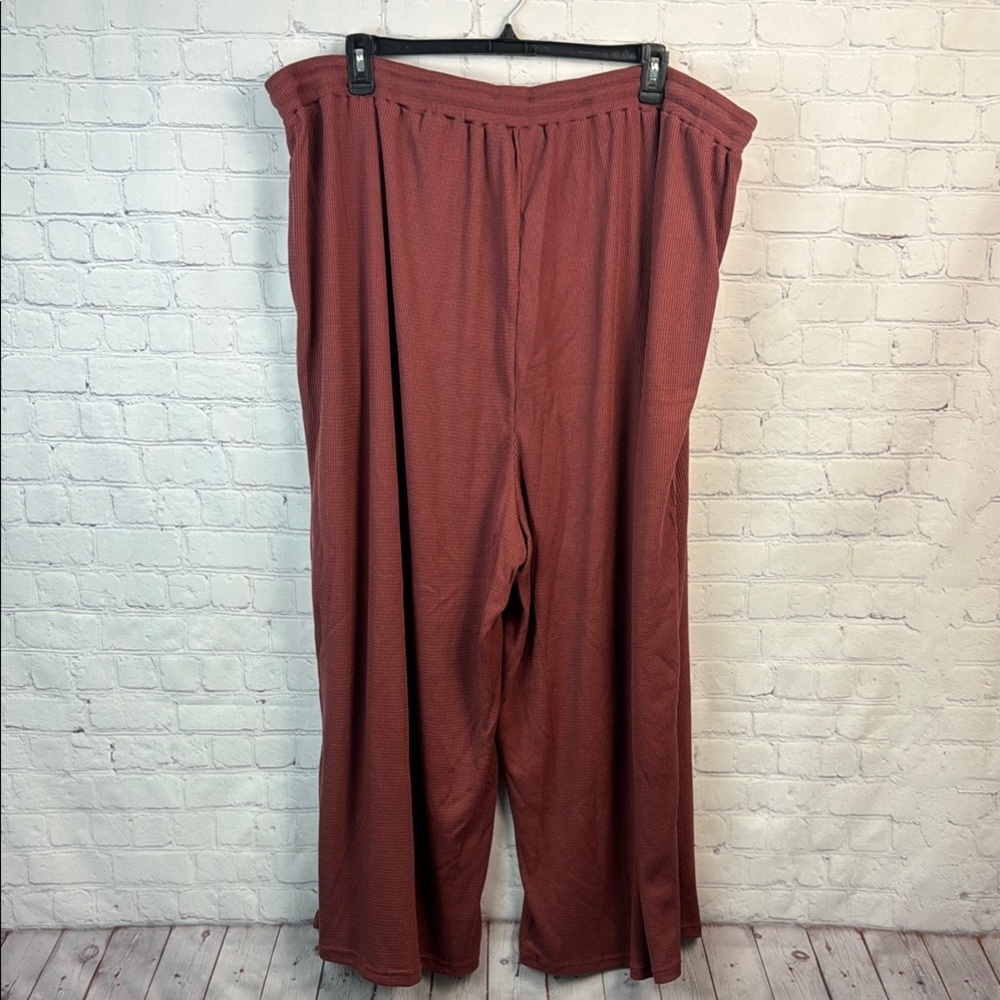 BloomChic Dusty Pink Wide Leg Waffle Knit Relaxed Pants - Picture 6 of 6